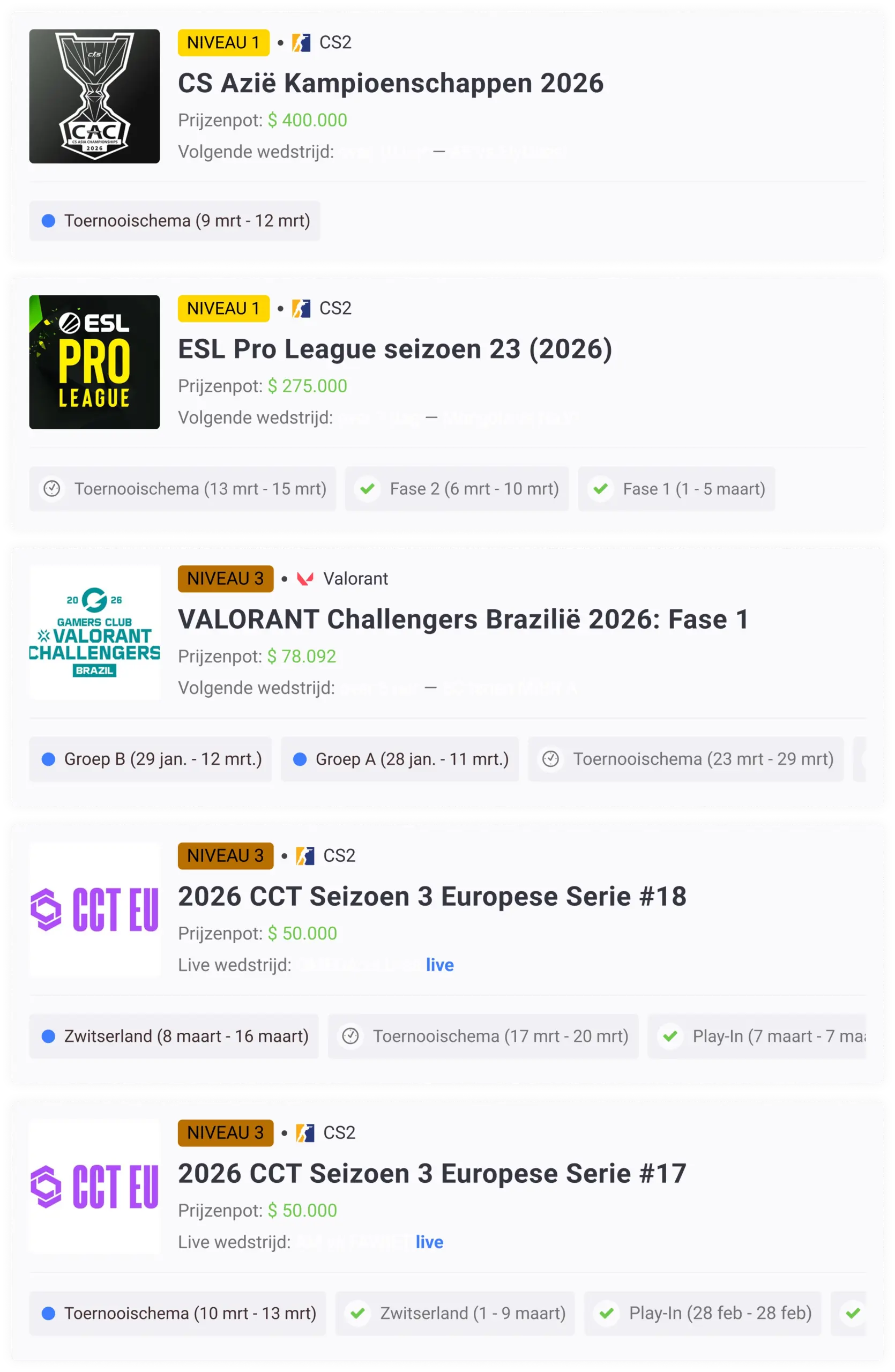 Populaire Toernooien